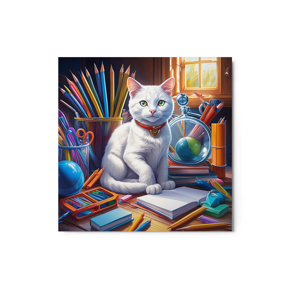 PugMug Custom White Companion Cat Metal Print