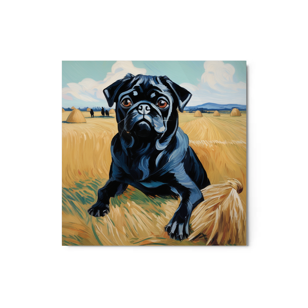 PugMug Custom Black Pug Metal Print