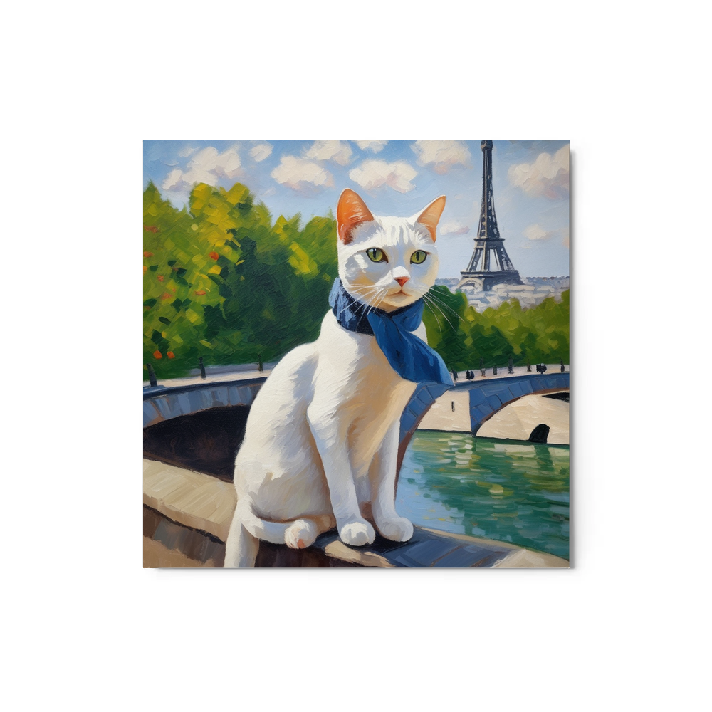 PugMug Custom White Companion Cat Metal Print