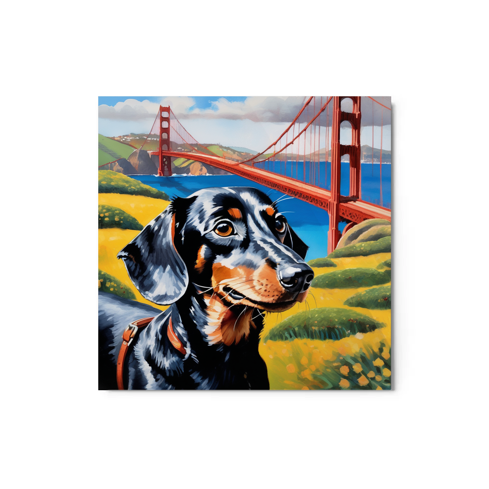 PugMug Custom Black Dachshund Metal Print