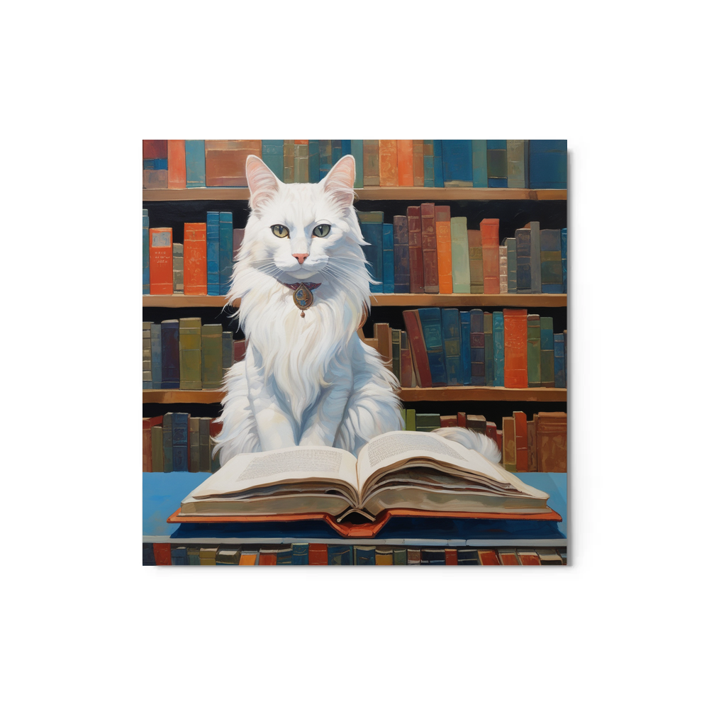 PugMug Custom White Companion Cat Metal Print