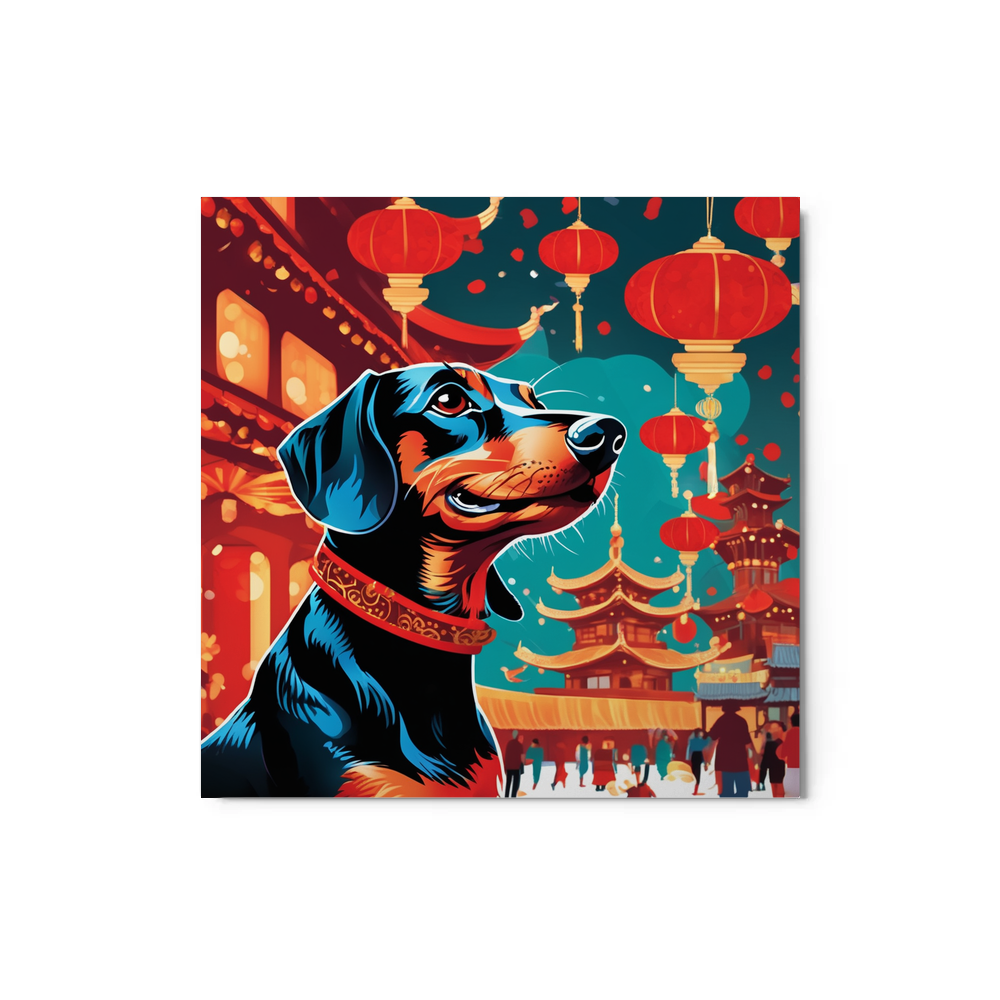 PugMug Custom Black Dachshund Metal Print