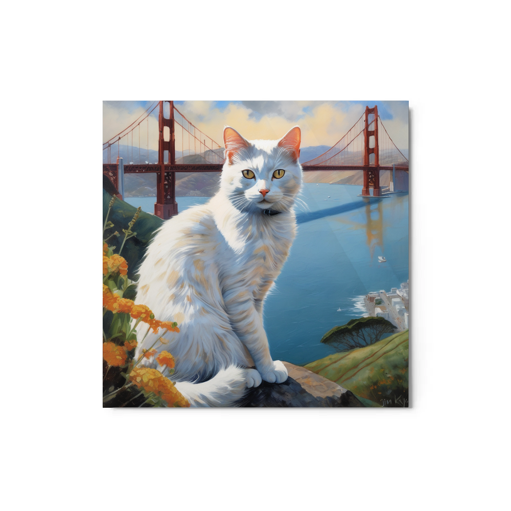 PugMug Custom White Companion Cat Metal Print