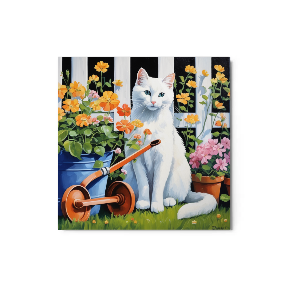 PugMug Custom White Companion Cat Metal Print