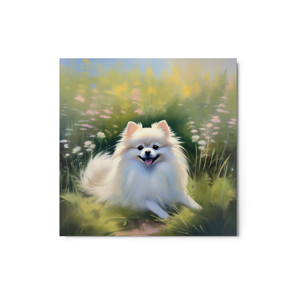 PugMug Custom White Pomeranian Metal Print