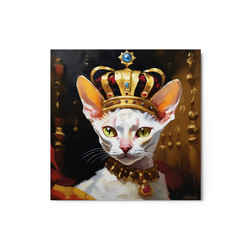 PugMug Custom White Devon Rex Cat Metal Print