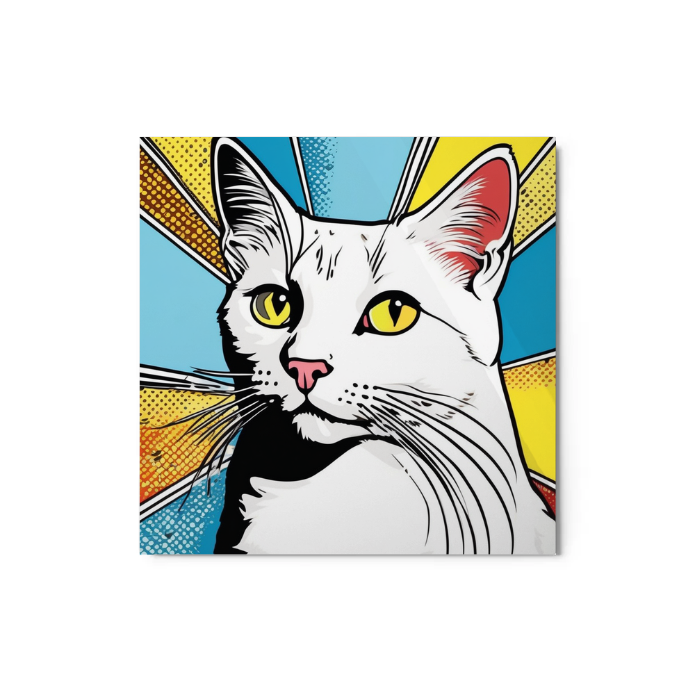 PugMug Custom White Companion Cat Metal Print