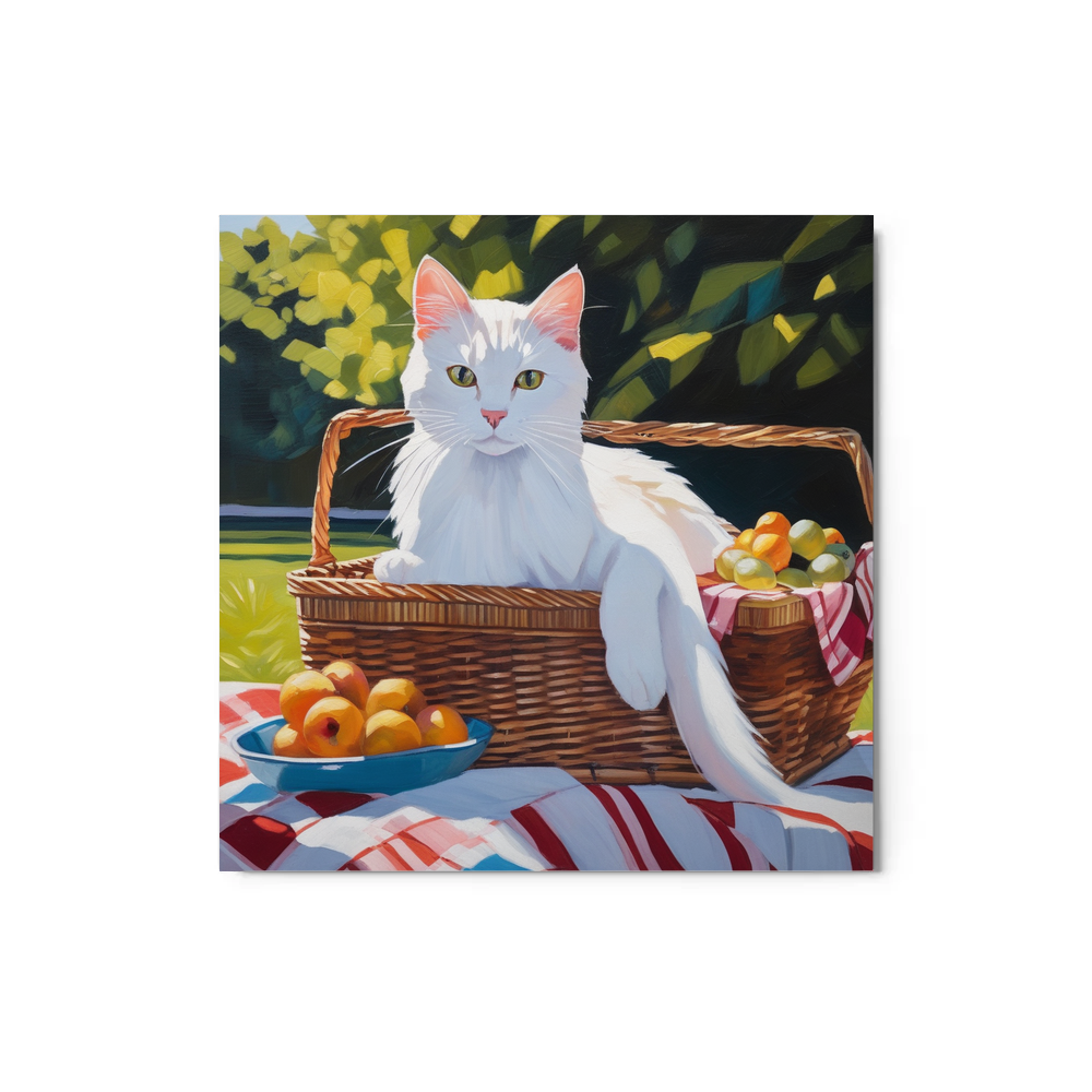 PugMug Custom White Companion Cat Metal Print