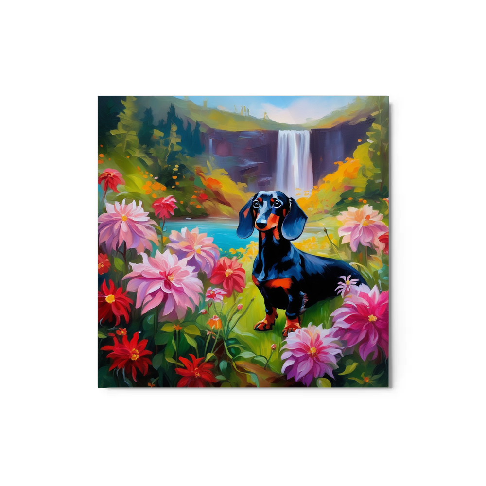 PugMug Custom Black Dachshund Metal Print