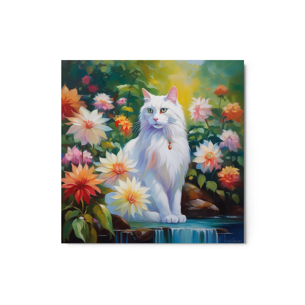PugMug Custom White Companion Cat Metal Print