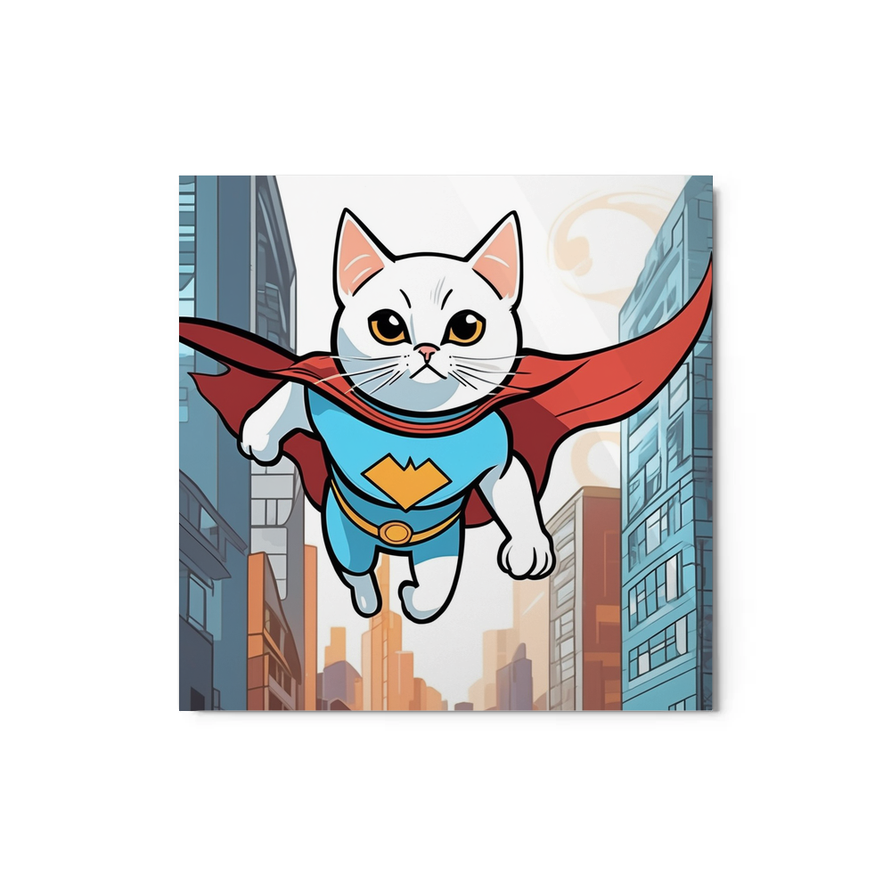 PugMug Custom White Companion Cat Metal Print