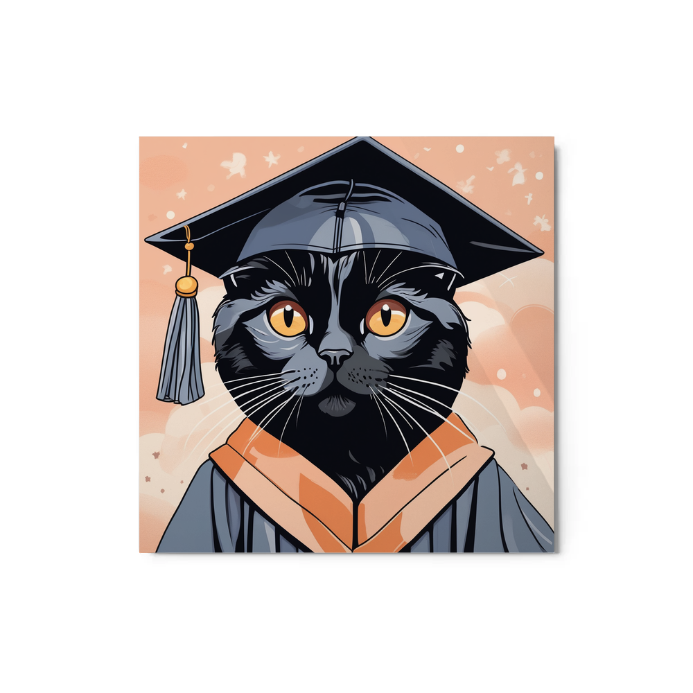 PugMug Custom Black Scottish Fold Cat Metal Print