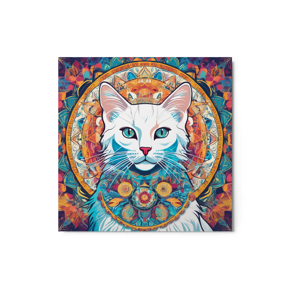 PugMug Custom White Companion Cat Metal Print