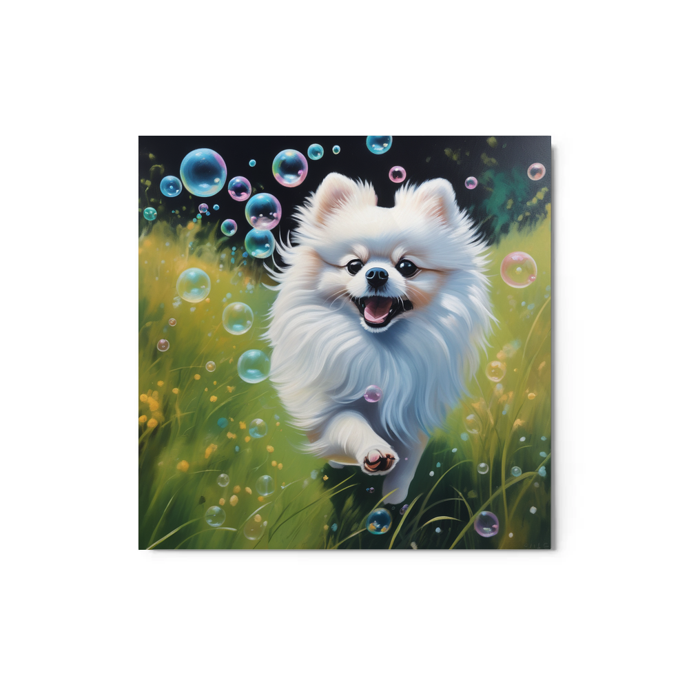 PugMug Custom White Pomeranian Metal Print