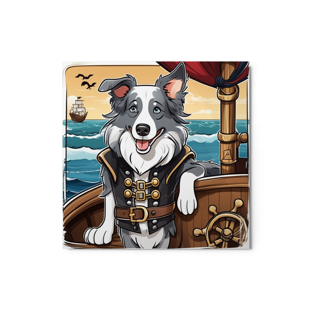 PugMug Custom Blue Merle Border Collie Metal Print