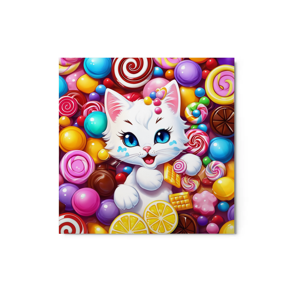 PugMug Custom White Companion Cat Metal Print