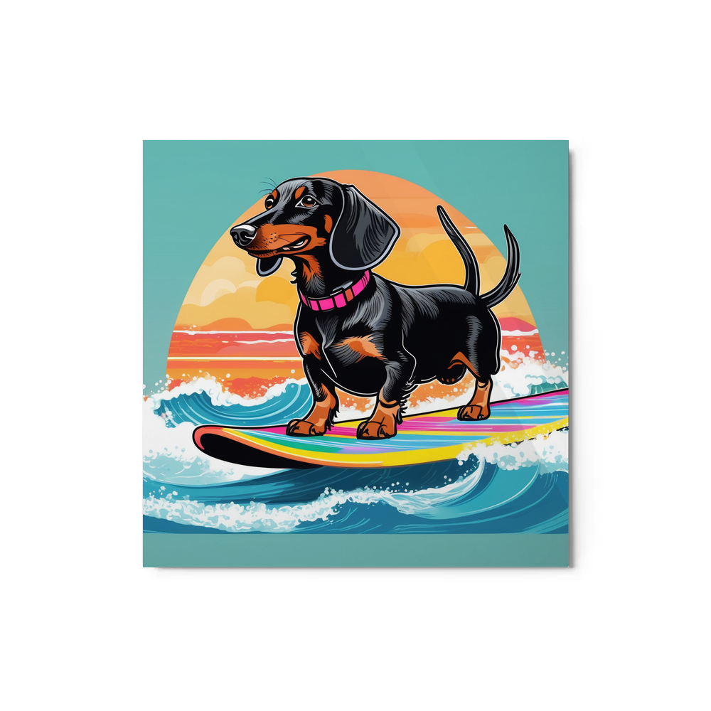 PugMug Custom Black Dachshund Metal Print