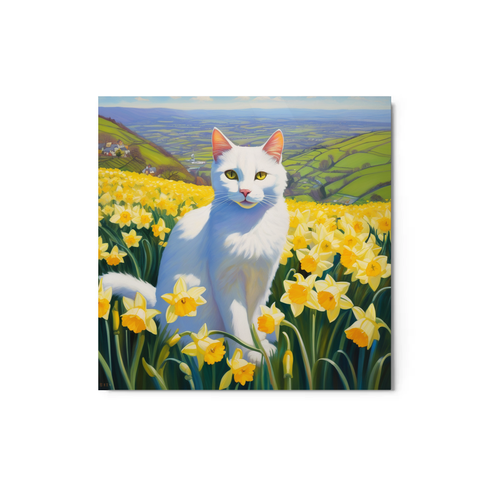 PugMug Custom White Companion Cat Metal Print