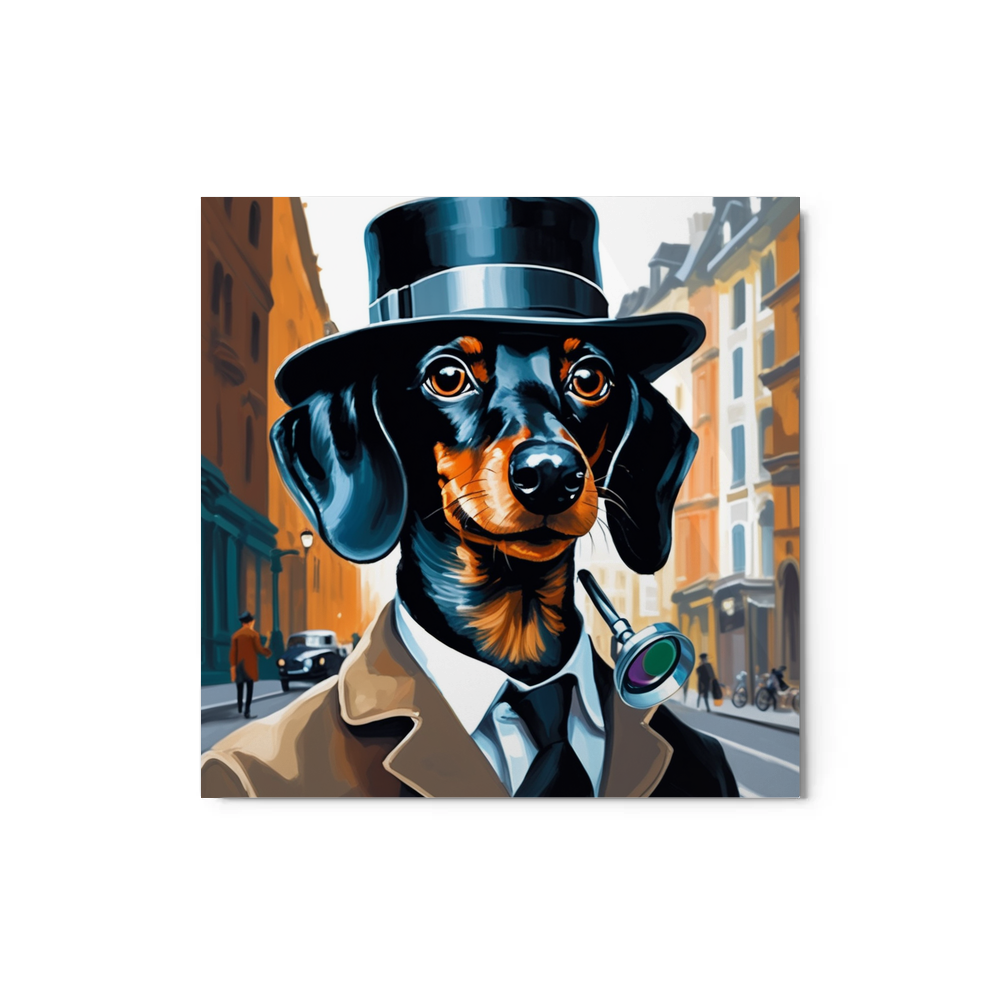 PugMug Custom Black Dachshund Metal Print