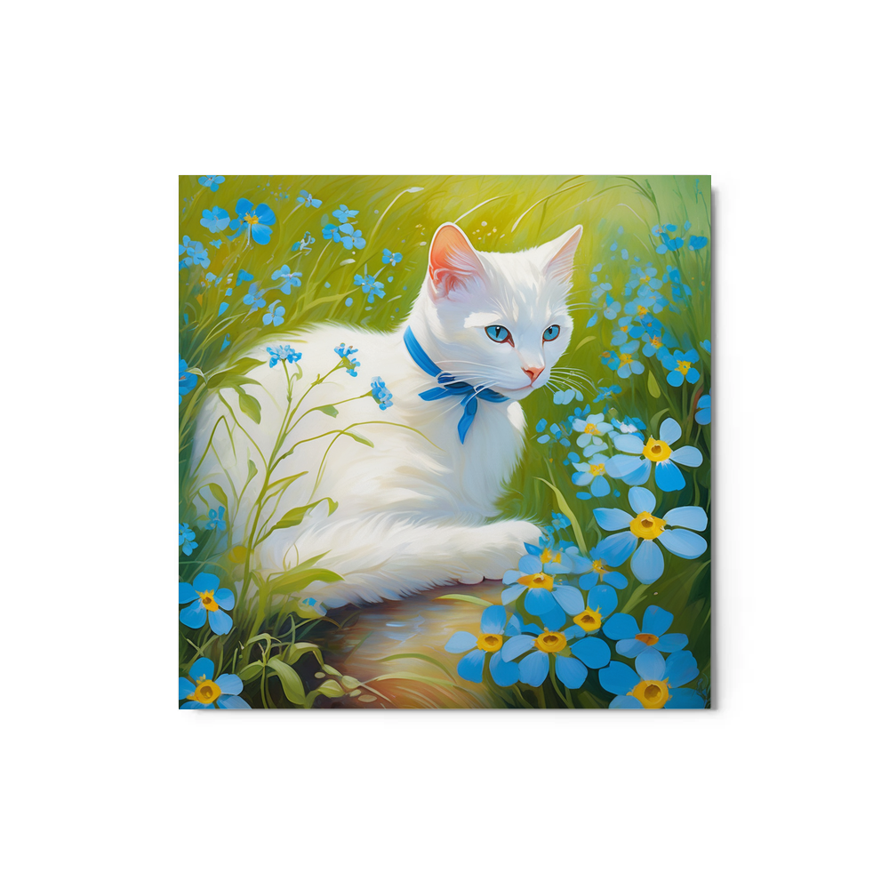 PugMug Custom White Companion Cat Metal Print