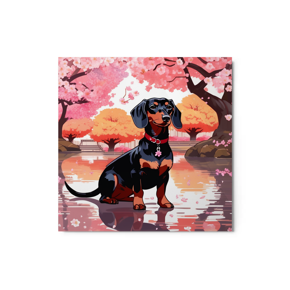 PugMug Custom Black Dachshund Metal Print