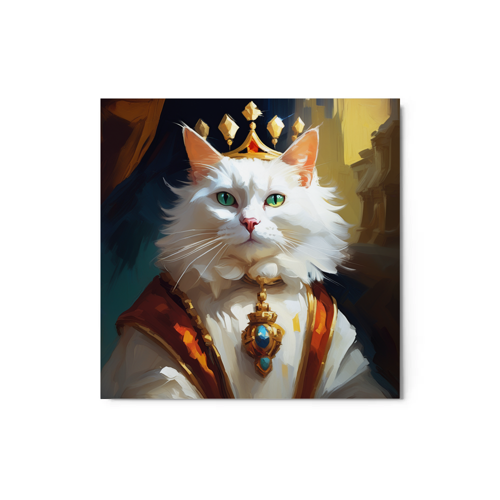 PugMug Custom White Companion Cat Metal Print