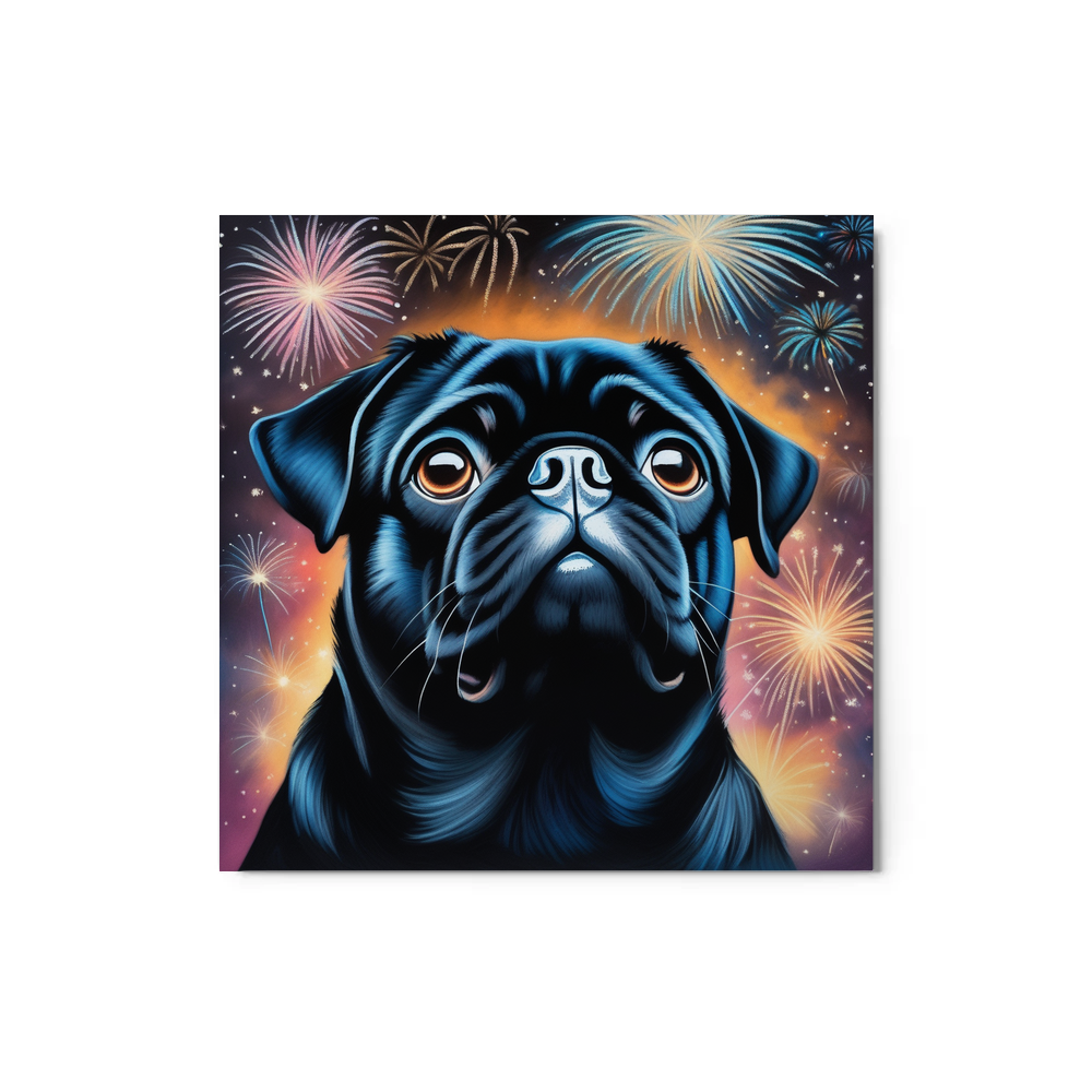 PugMug Custom Black Pug Metal Print