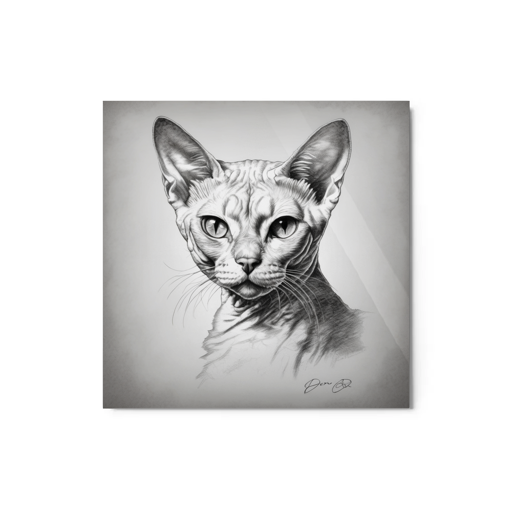 PugMug Custom White Devon Rex Cat Metal Print