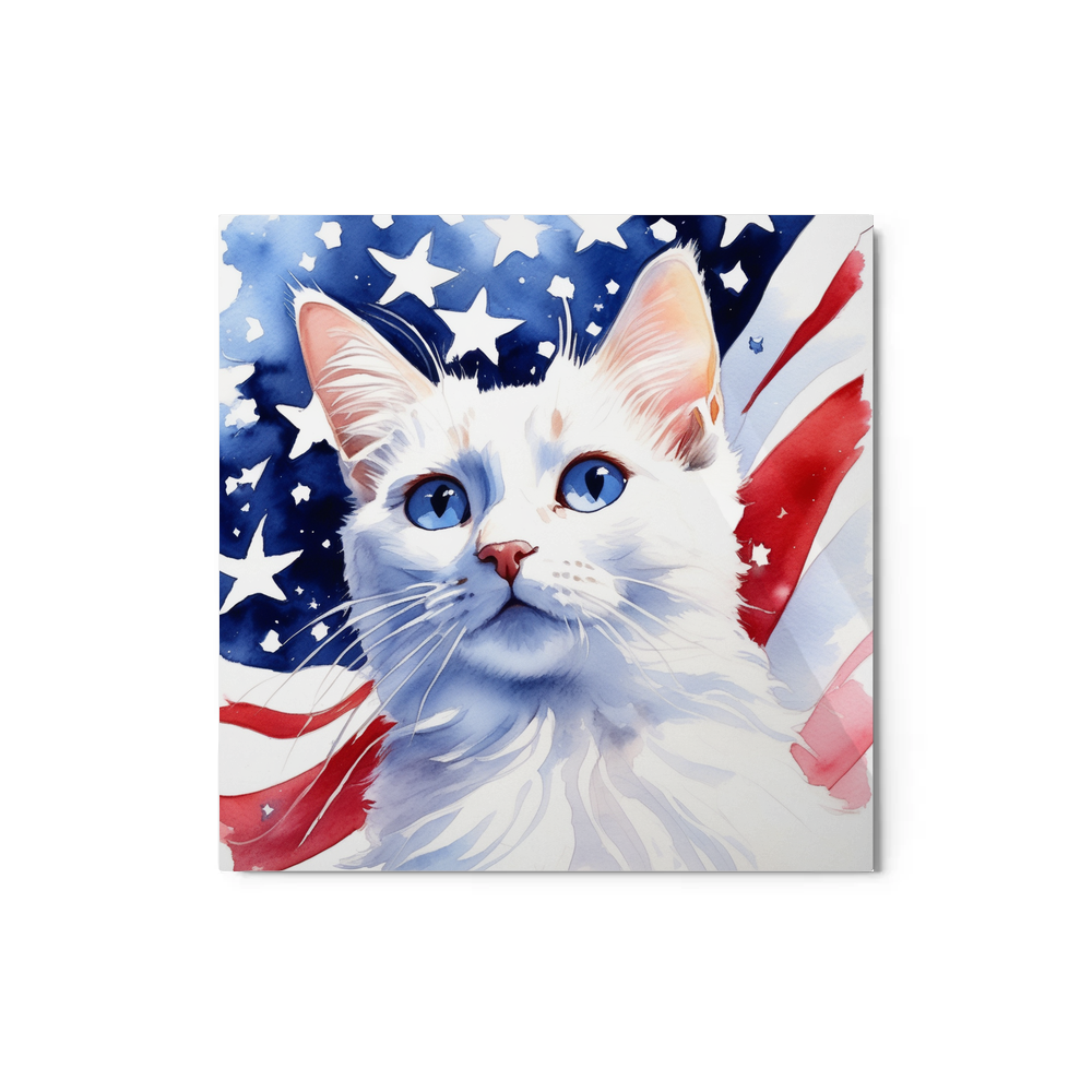 PugMug Custom White Companion Cat Metal Print