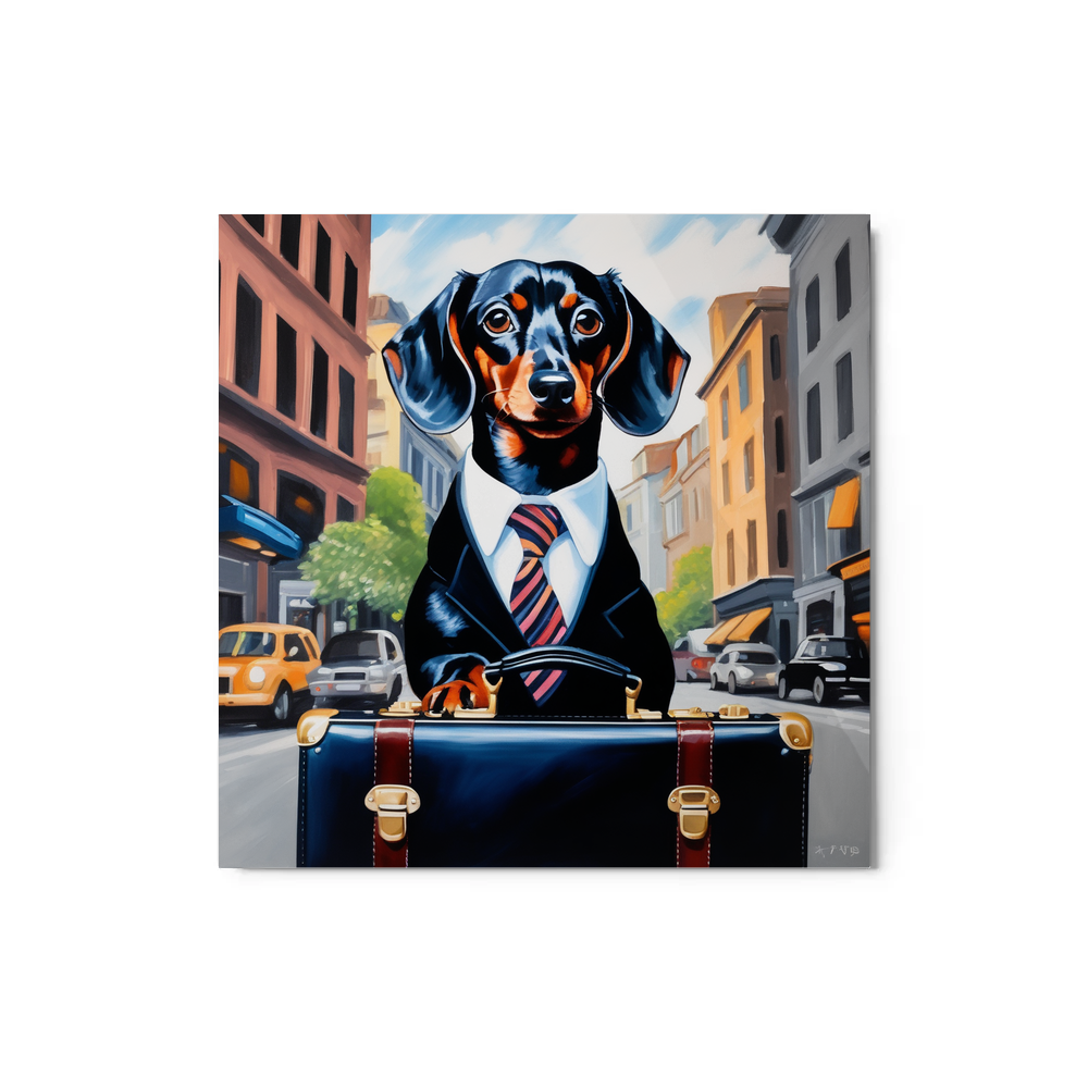 PugMug Custom Black Dachshund Metal Print