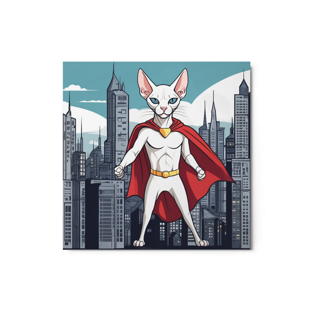 PugMug Custom White Sphynx Cat Metal Print
