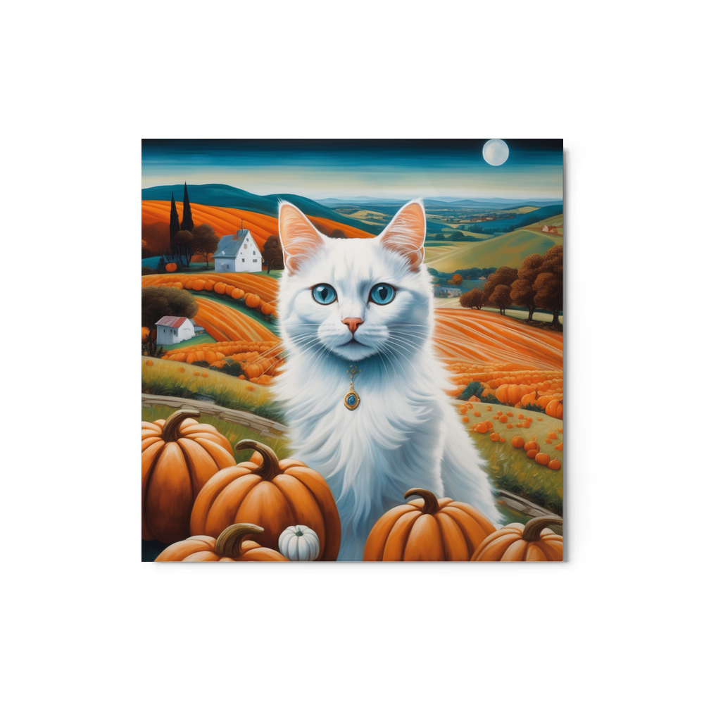 PugMug Custom White Companion Cat Metal Print
