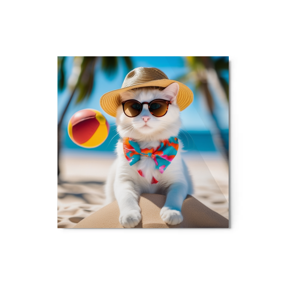 PugMug Custom White Companion Cat Metal Print