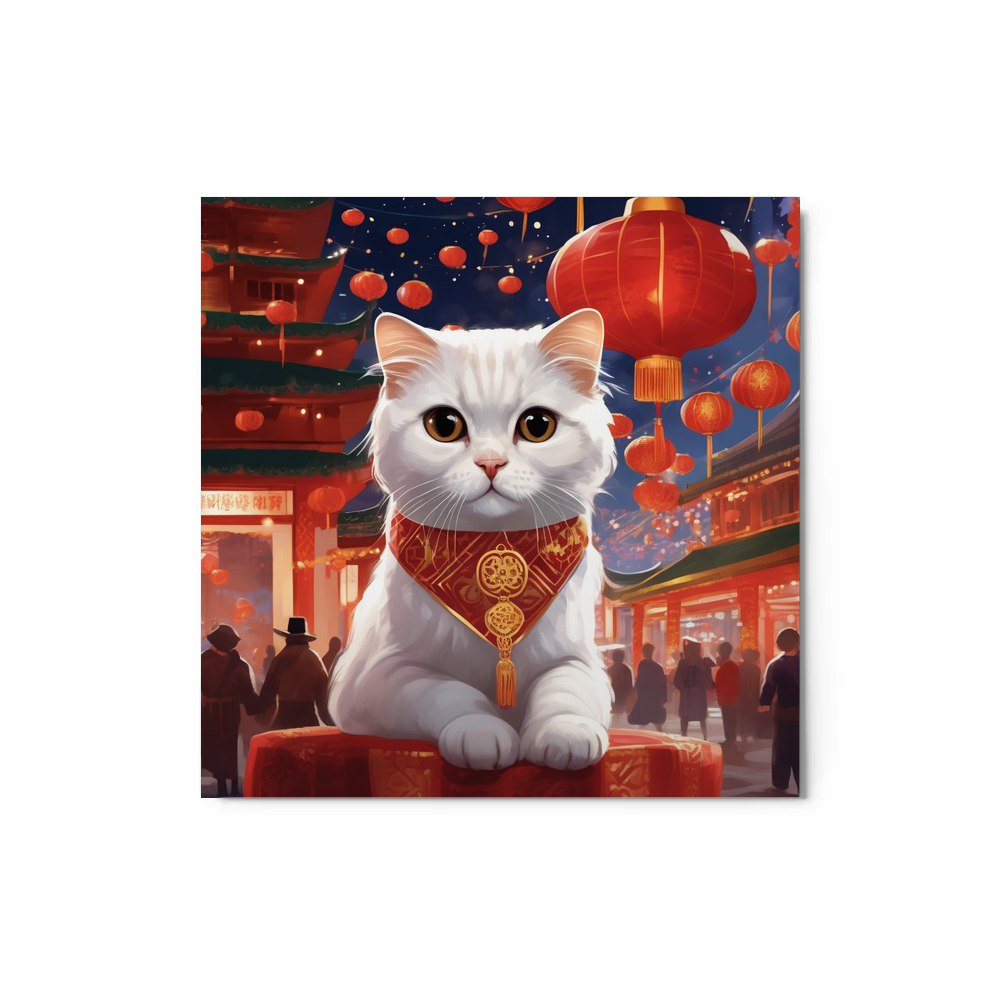 PugMug Custom White Scottish Fold Cat Metal Print