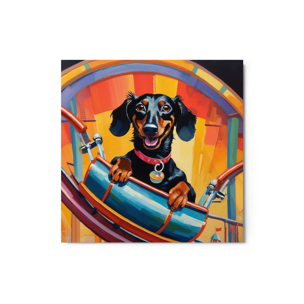 PugMug Custom Black Dachshund Metal Print