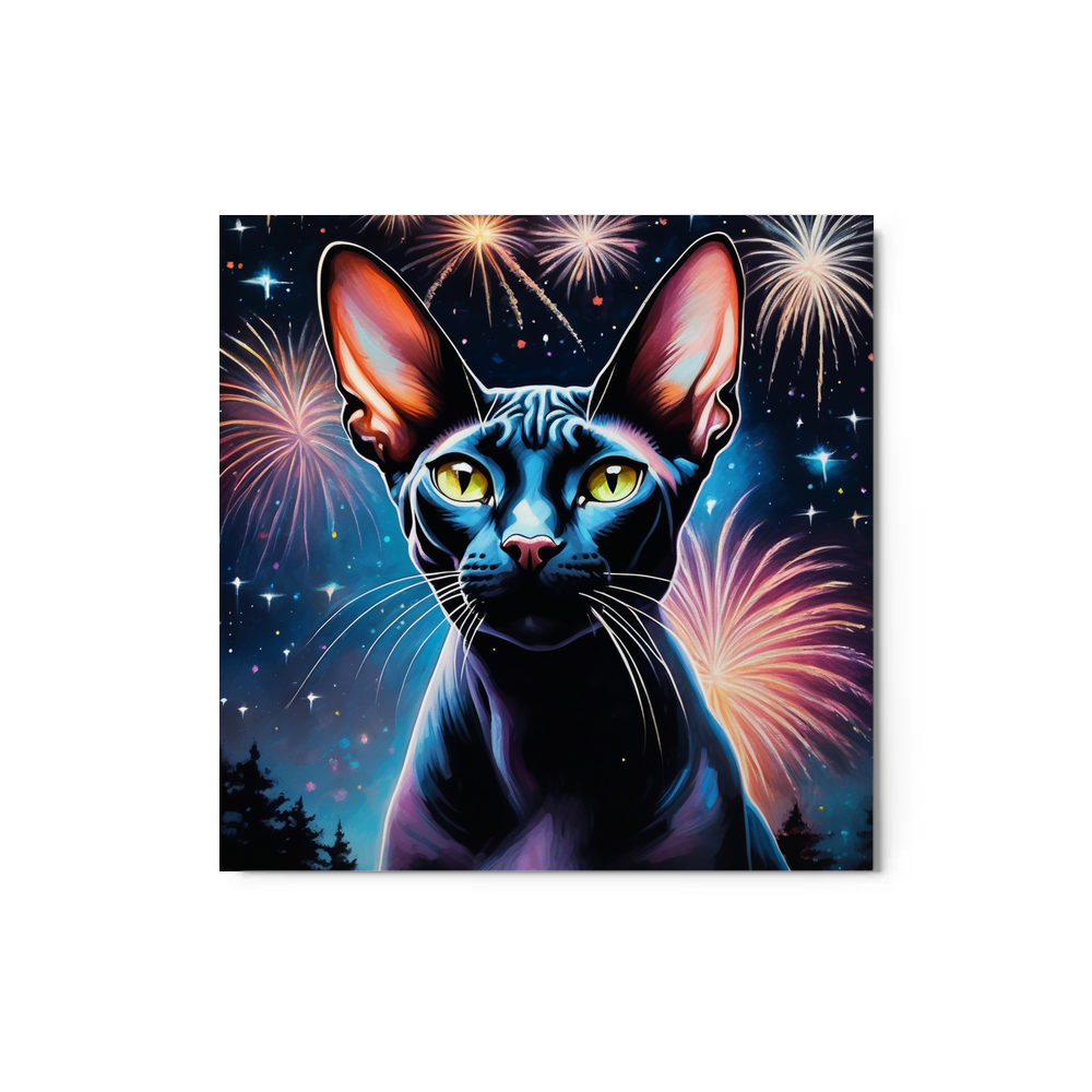 PugMug Custom Black Sphynx Cat Metal Print