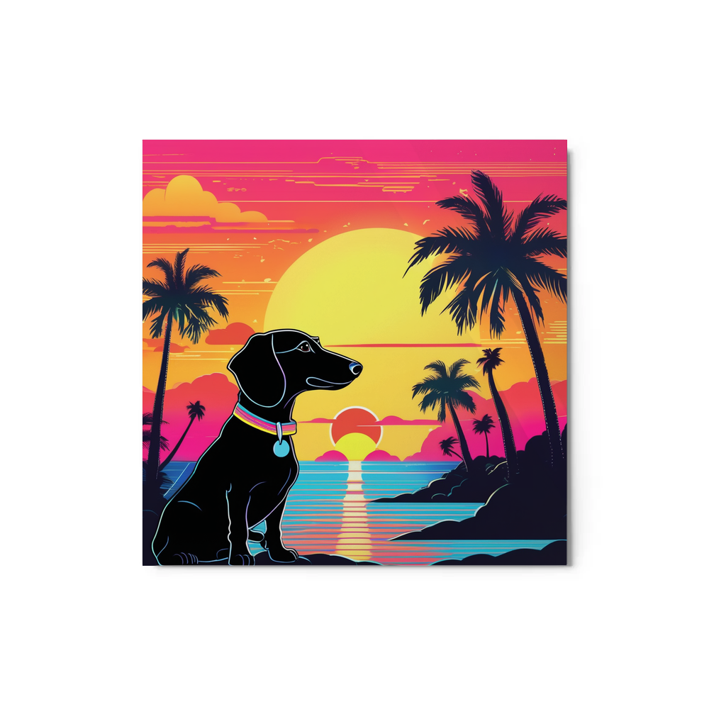 PugMug Custom Black Dachshund Metal Print