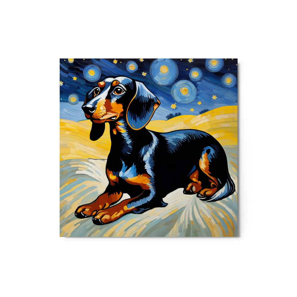 PugMug Custom Black Dachshund Metal Print