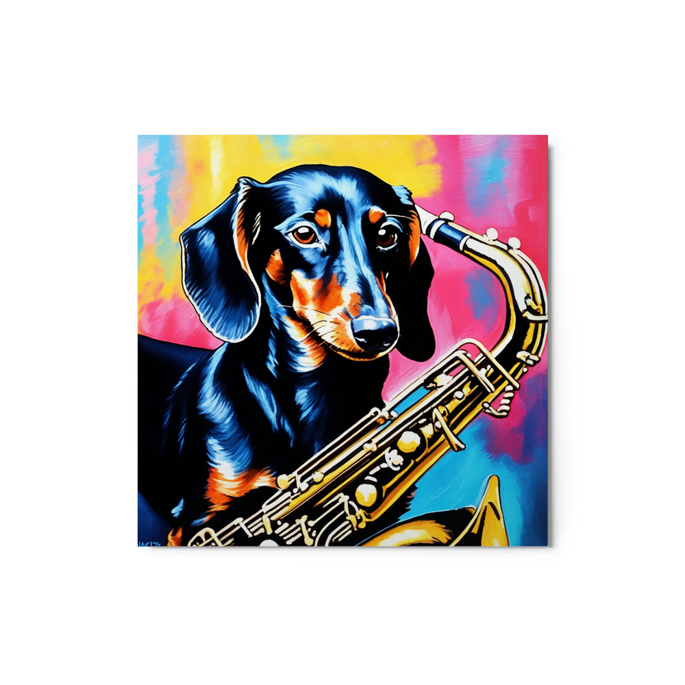 PugMug Custom Black Dachshund Metal Print