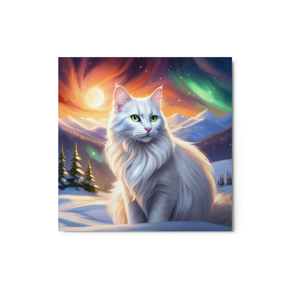 PugMug Custom White Companion Cat Metal Print