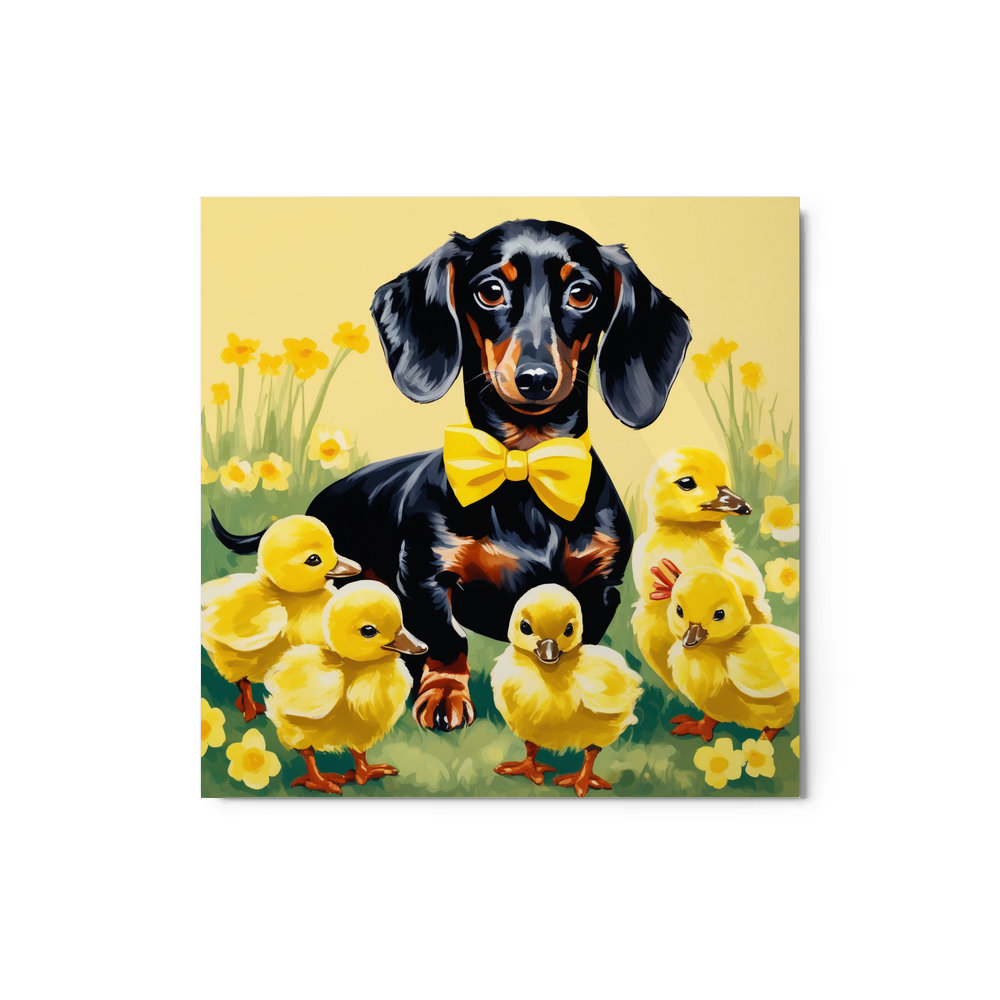 PugMug Custom Black Dachshund Metal Print