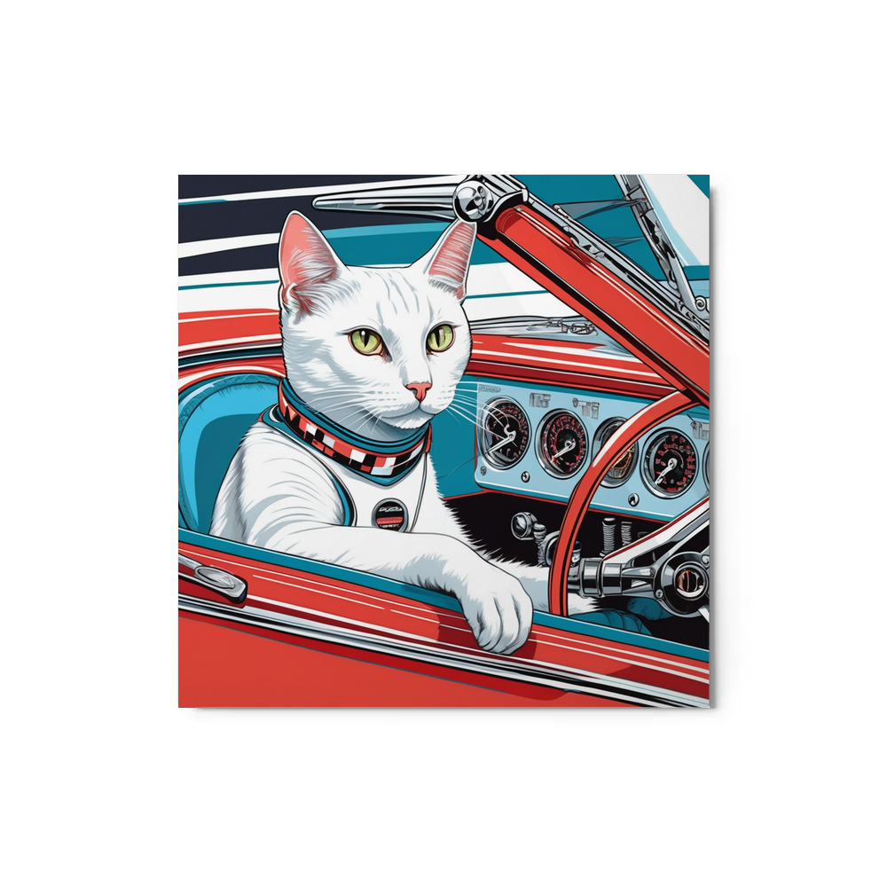 PugMug Custom White Companion Cat Metal Print