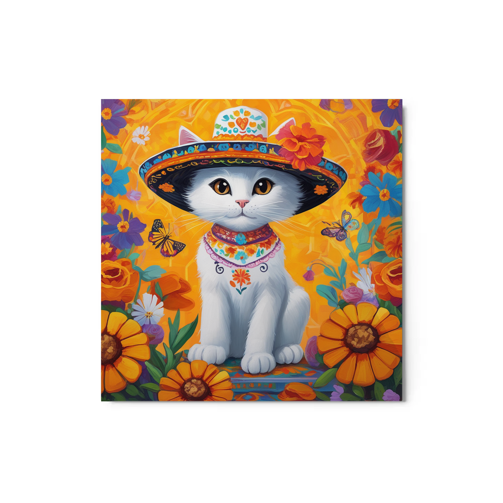 PugMug Custom White Companion Cat Metal Print