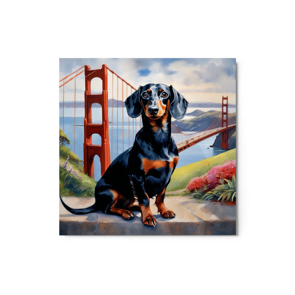 PugMug Custom Black Dachshund Metal Print