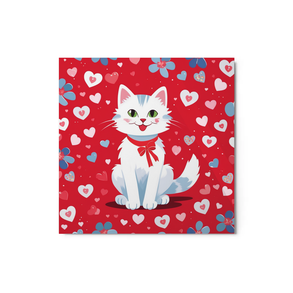 PugMug Custom White Companion Cat Metal Print