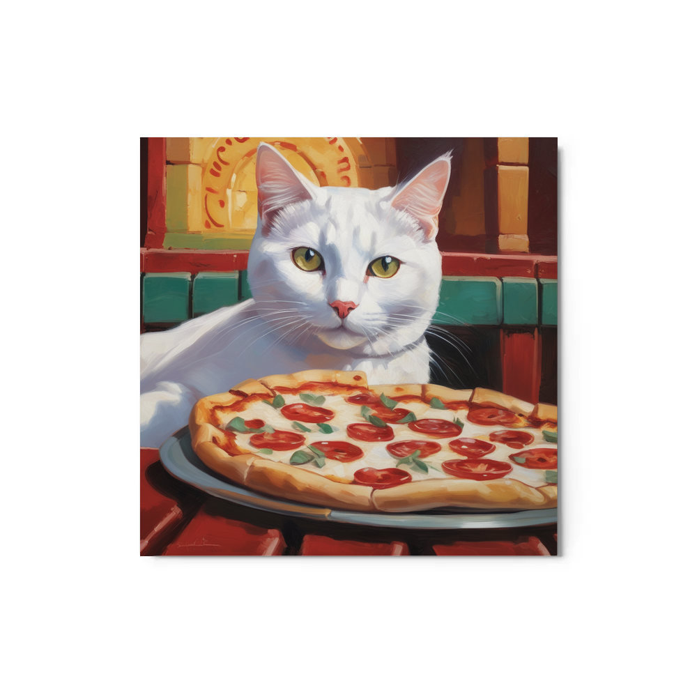 PugMug Custom White Companion Cat Metal Print