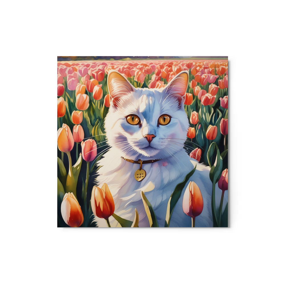 PugMug Custom White Companion Cat Metal Print
