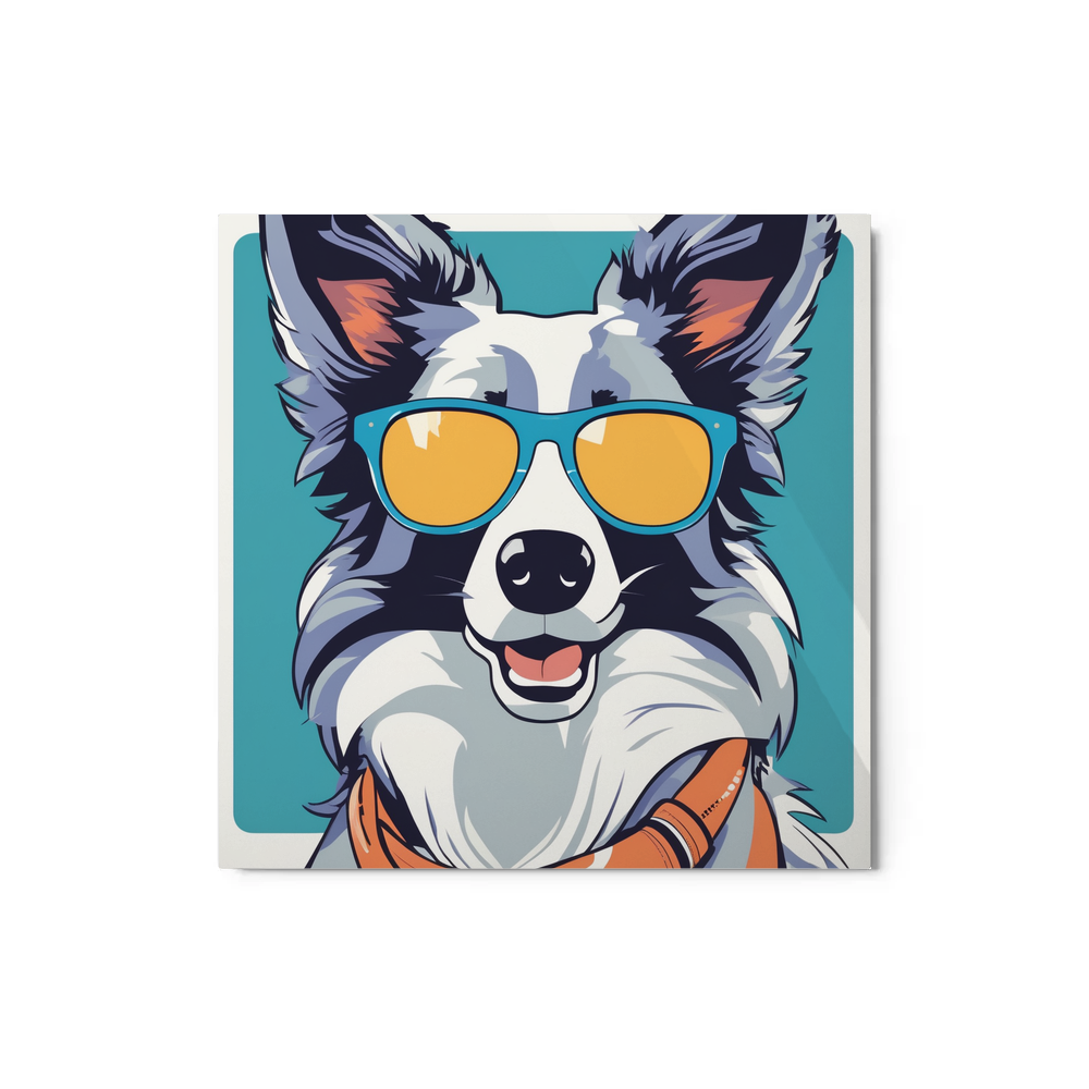 PugMug Custom Blue Merle Border Collie Metal Print