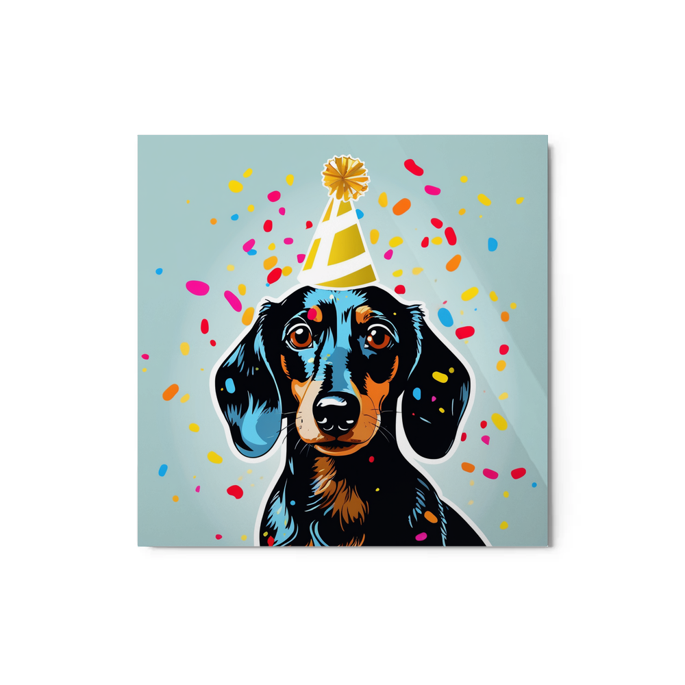 PugMug Custom Black Dachshund Metal Print