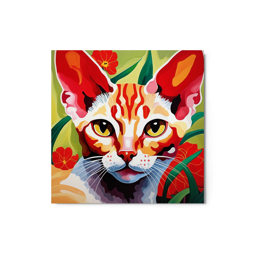 PugMug Custom Tabby Devon Rex Cat Metal Print